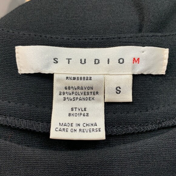 Studio M Women's Dress Size Small Black Pleated Short Sleeve Round Neckline - Picture 9 of 10